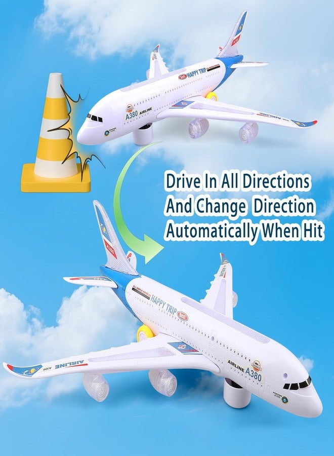 AtomDream Tech Bump and Go Airplane Toy - Realistic Airplane Model with 4D Lights & Sound - Moving Plane Toy for Kids Ages 3-12 - Automatic Direction Change on Collision - Great Gift for Kids(Blue) - Image 4